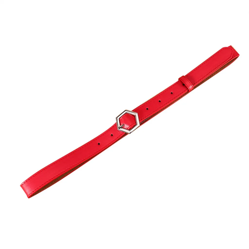 Женский ремень металлическая застежка геометрической формы кожаный однотонный