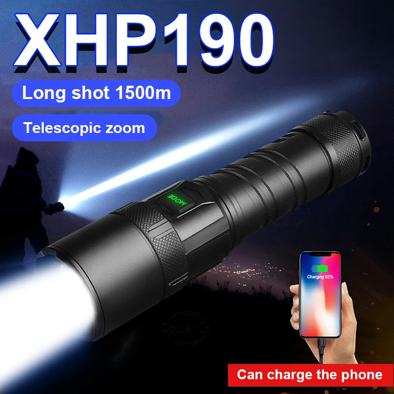 

Новейшая XHP190 самая мощная светодиодная вспышка XHP90 Usb зум Высокая мощность ффонарь перезаряжаемая вспышка 18650 Кемпинг ручная лампа