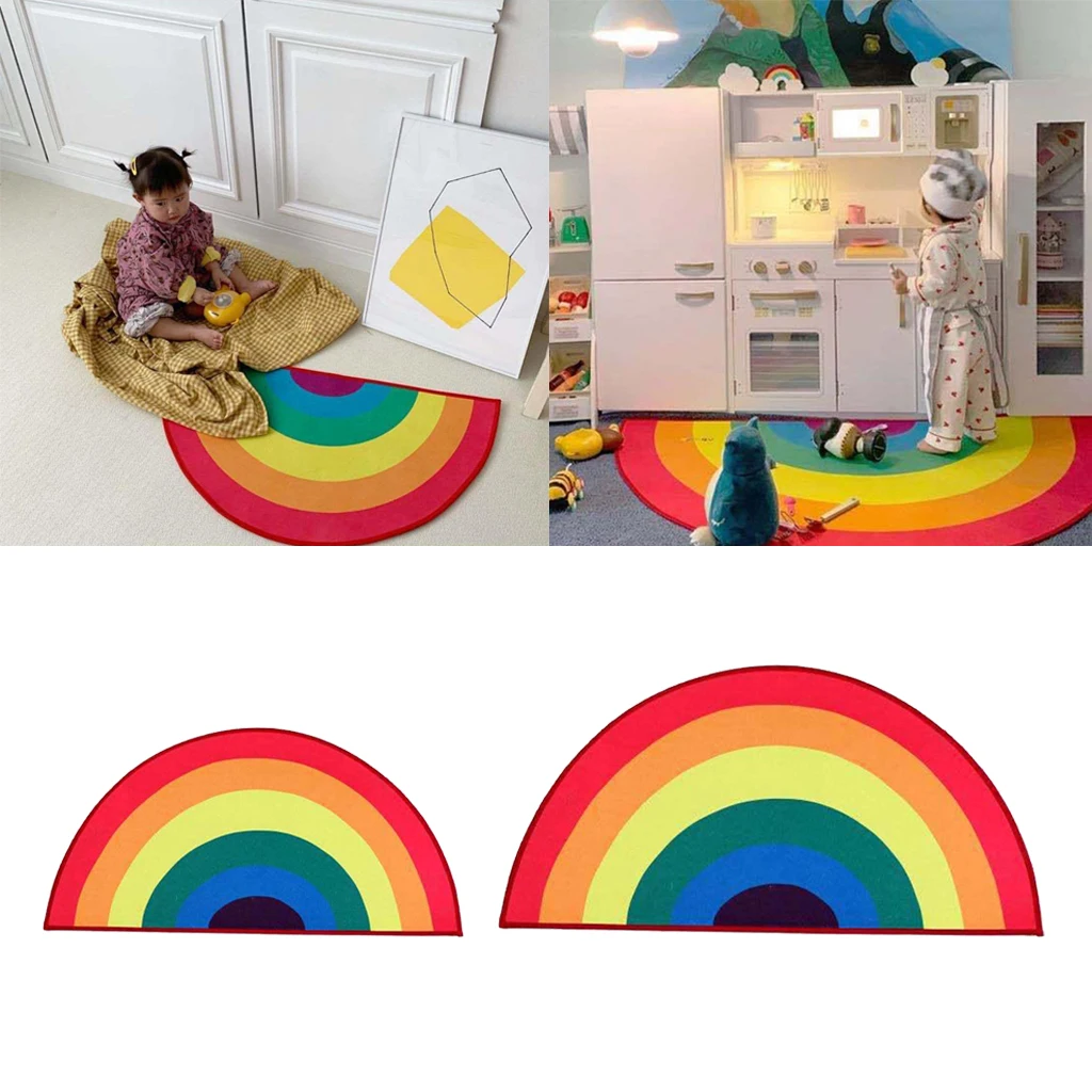 

Half Round Area Rugs for Girls Bedroom Anti-Slip Nursery Rug Kids Room Carpets