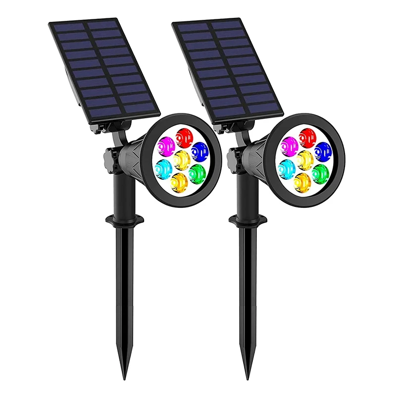 

LED Solar Spotlights, 7 LED Color-Changing Garden Solar Lights,Path Lights,Landscape Light For Patio,Garden,2Pack
