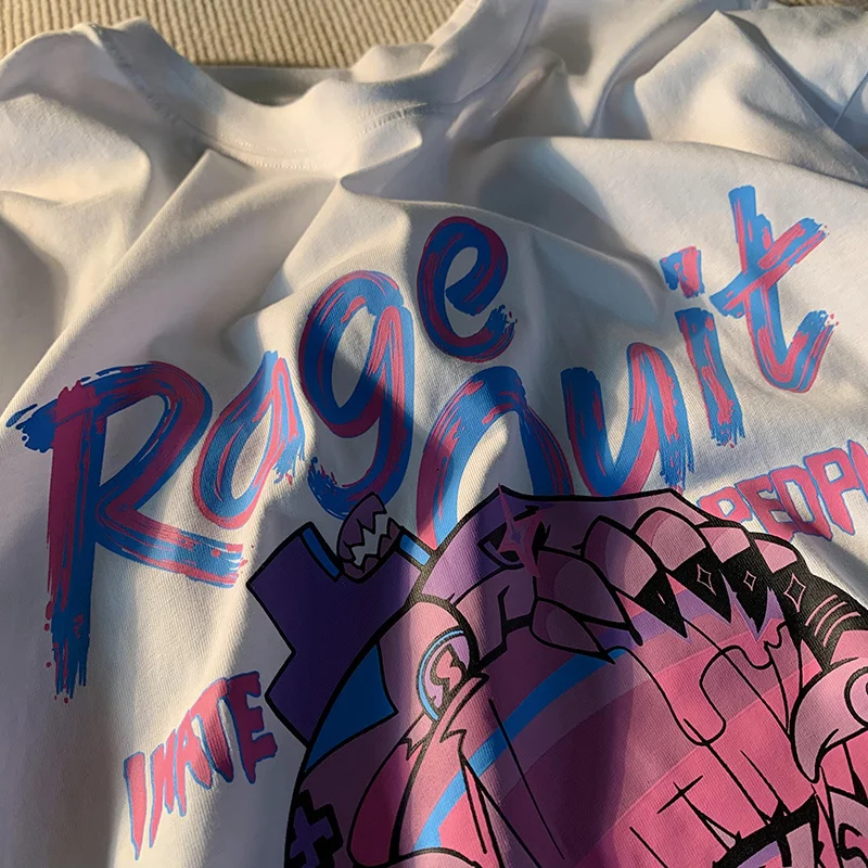 

Harajuku Gothic ACG Cartoon Girl Print Short Sleeve T-shirt Men And Women Fashion Brand Loose Casual Lovers Half Sleeve Summer