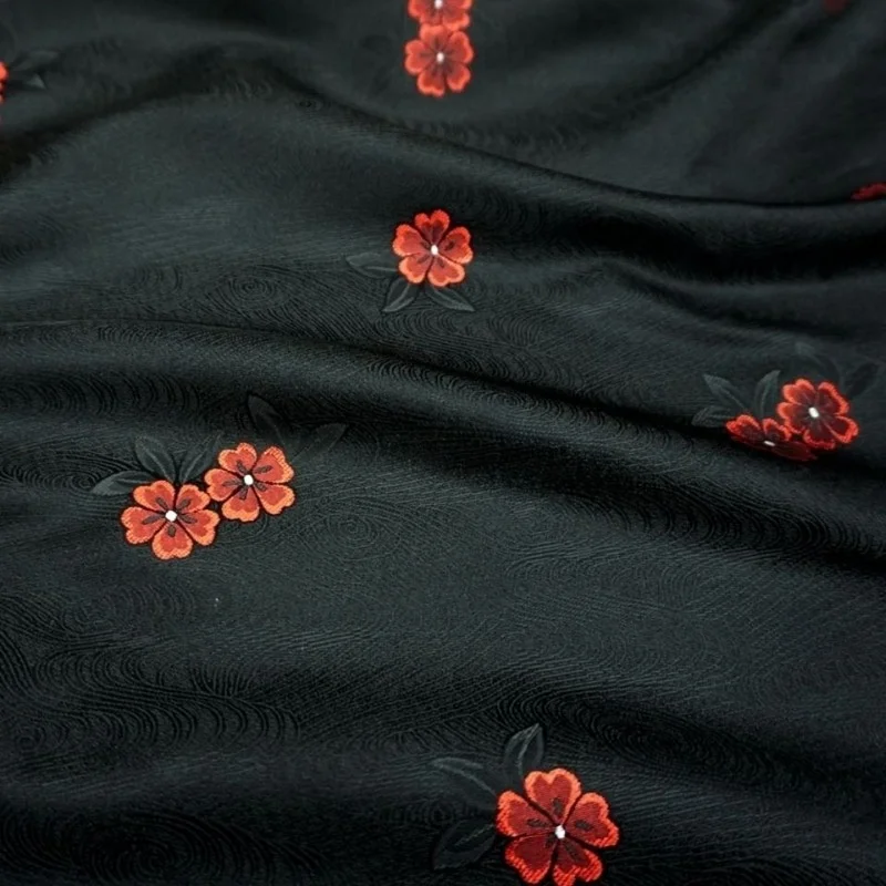 

Черная темно-красная жаккардовая шелковая парчовая атласная ткань, Национальный костюм, костюмы Тан, чонсам, детская одежда