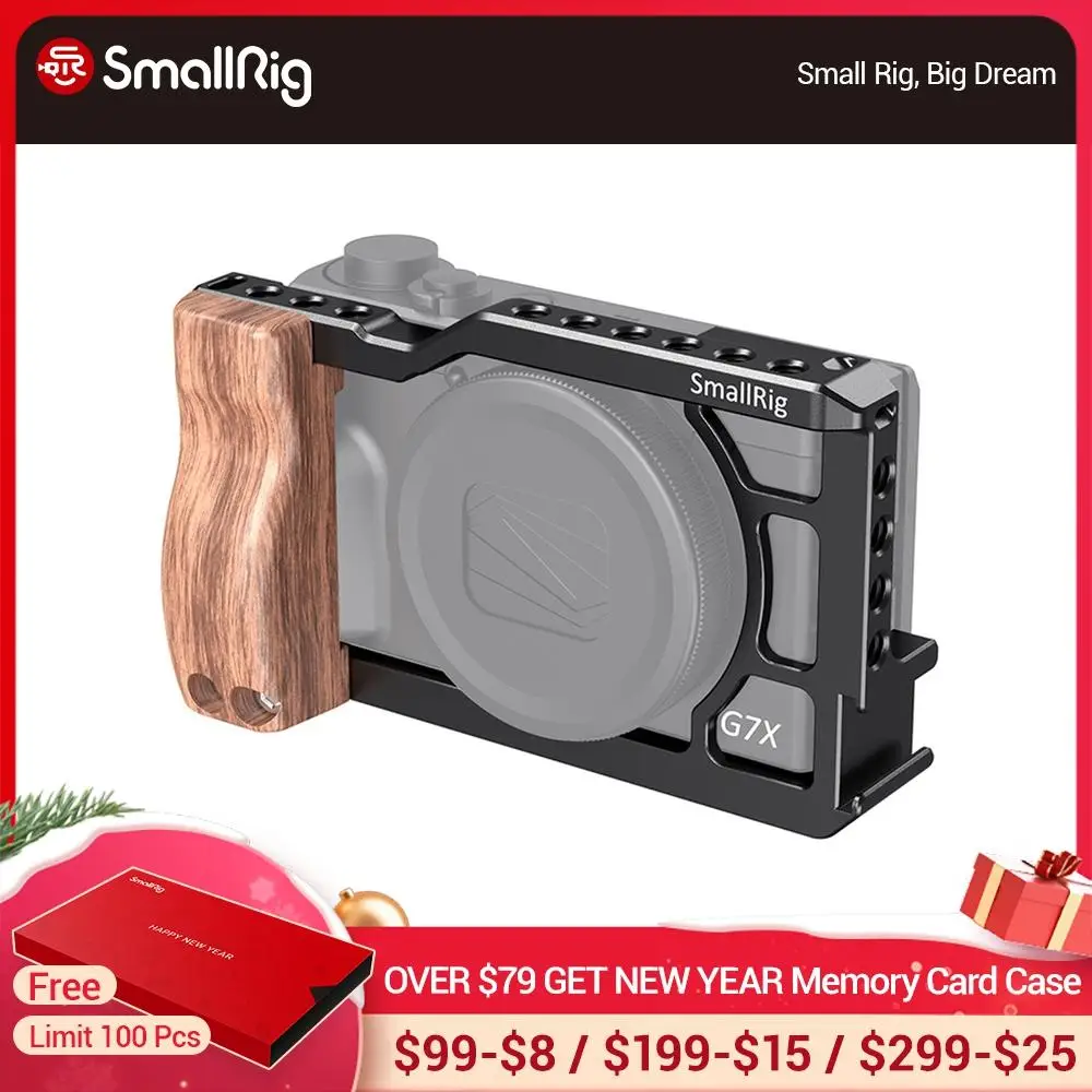Клетка для камеры SmallRig с деревянной боковой рукояткой Canon G7X Mark III Dslr Полный Корпус