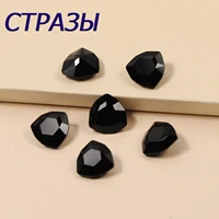 black trilliant fancy stones sewing with metal base k9 glass sew on rhinestones crystal point back for clothes decoration