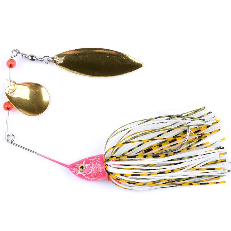 

1Pcs 24g Spinner Bait Double Reflective Golden Metal Wobbler Chatter Bait Spoon Buzzbait Jig Jigging Lure Swimbait Spinnerbait