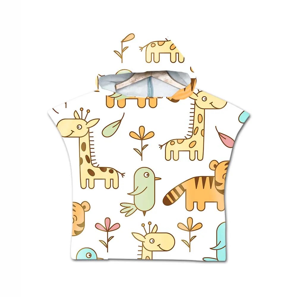 Детское пляжное полотенце с капюшоном банный халат мультяшным принтом льва