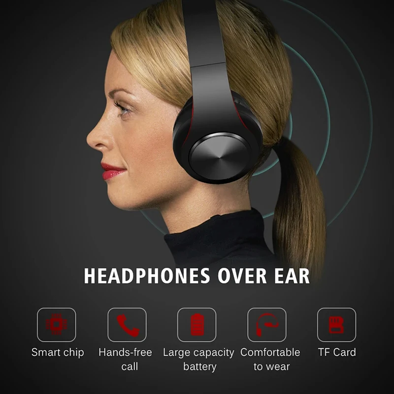 Портативные беспроводные наушники Bluetooth стерео Складная гарнитура регулируемая