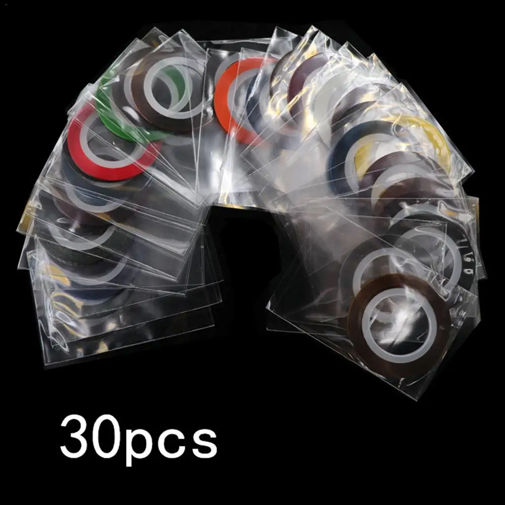 Набор для дизайна ногтей 30 полосовая лента 4 шт. рулонная коробка 12 цветов стразы 5