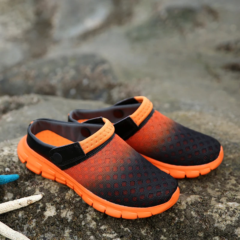 

2021 New Slippers Summer Sandal Mesh Breathable Padded Beach Flip Flops Shoes Solid Flat Bath Slippers for Men Women