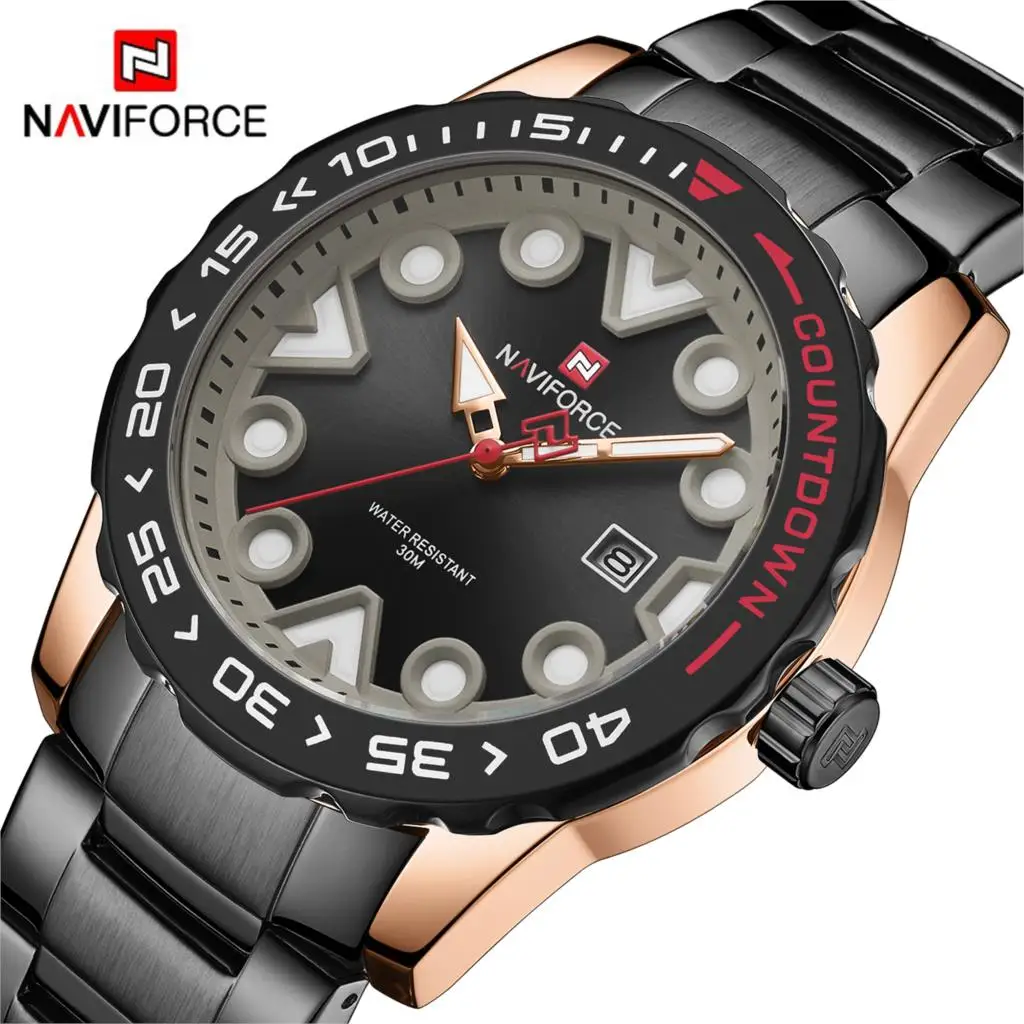 Часы наручные NAVIFORCE Мужские кварцевые модные роскошные брендовые