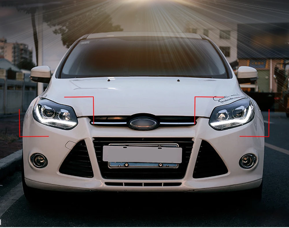 2 шт. светодиодный головной фонарь для Ford Focus 3 фары 2012 2013 Европа светодиодный направляющий свет drl H7 hid Биксеноновые двойные линзы ближнего света