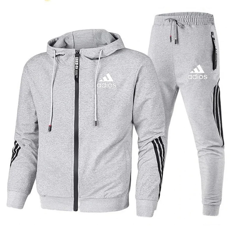 

Men's Print Breathable Sports Leisure Jogging Hoodie + Sports Pants Two Piece Suit In Spring And Summer