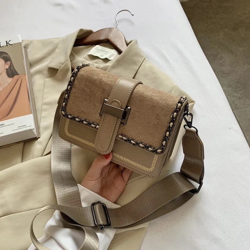 

Vintage Scrub Leather Crossbody Bags For Women Chain Decoration Luxury Brand Designer Shoulder Bag Female Fashion Small Handbags