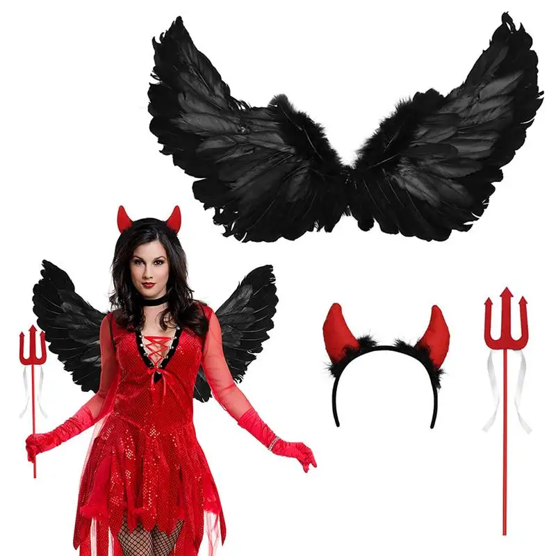 3 шт. набор головных уборов с рисунком дьявола пера крыла треугольника вилки