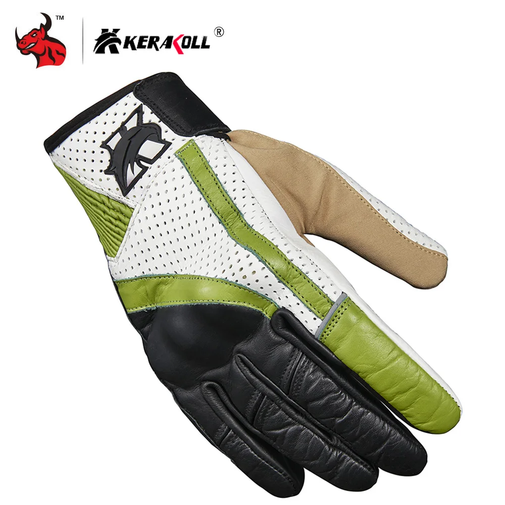 Мужские перчатки для мотокросса KERAKOLL ретро перфорированные кожаные с дышащей