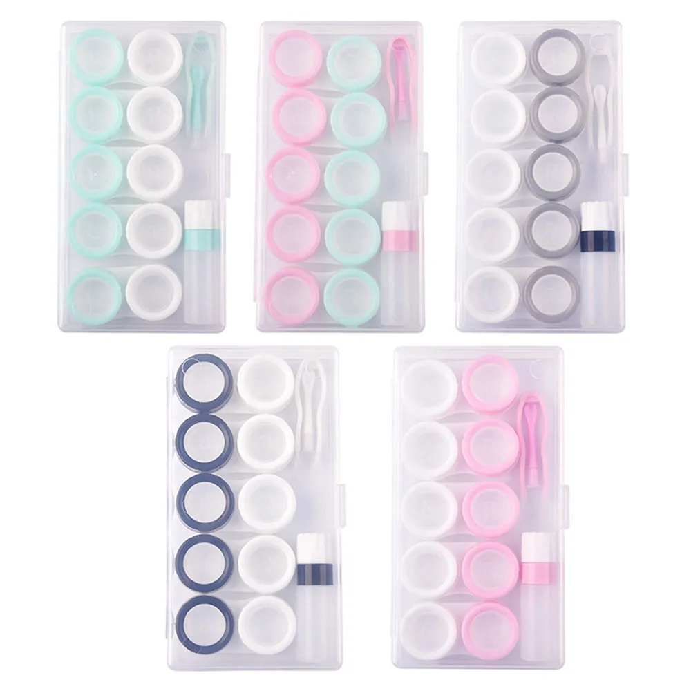 

5pairs Contact Lens Box Holder Travel Portable Small Lovely Clear Eyewear Bag Container Contact Lenses Soak Storage Case New