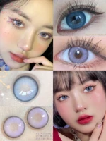 Easysmall NINI violet blue Soft Eyes Contact Lenses for eyes big beautiful pupil Natural Colored 2pcs pair prescription myopia