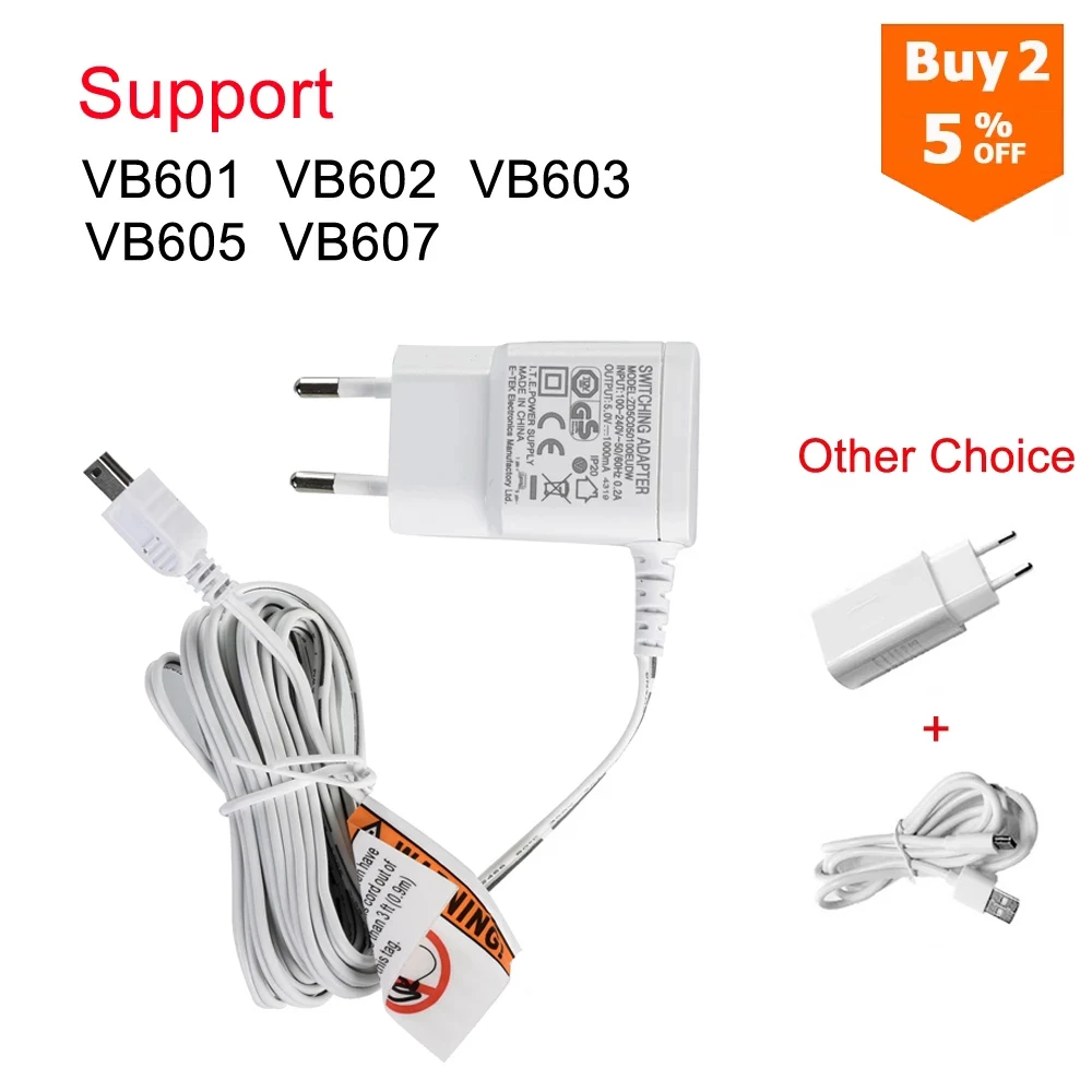 

Original EU Power Adapter Charger For Baby Monitor VB601/VB602/VB603/BM603/VB605 Baby Nanny Camera DC 5V 1000mA 100-240V 50/60HZ