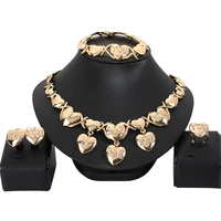 dubai gold jewelry sets for women wedding gifts africa heart shape necklace ring earrings bracelet set nigeria jewellery