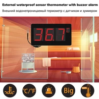 Large Screen LED Digital Sauna Thermometer Electronic C F Switch Home Factory Temperature Measuring Tool With Waterproof Probe