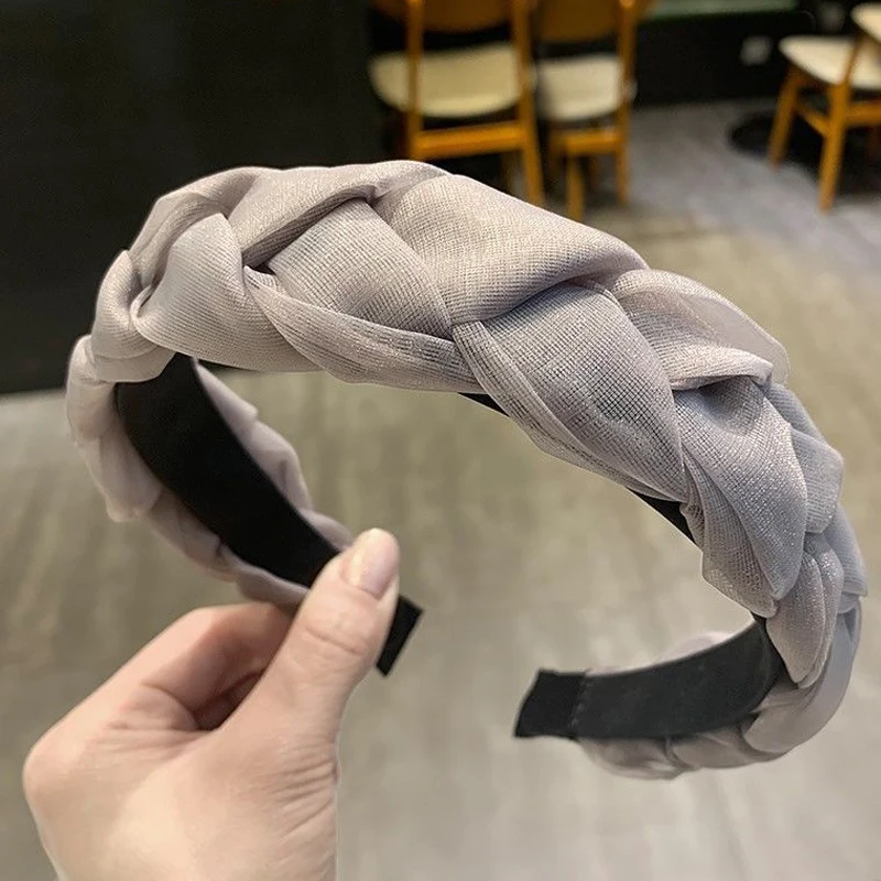 

Fashion Braid Organza Hair Hoop Headband INS Pure Color Twist Wide Hairbands Girls Hair Accessories Women's Solid Hairbands