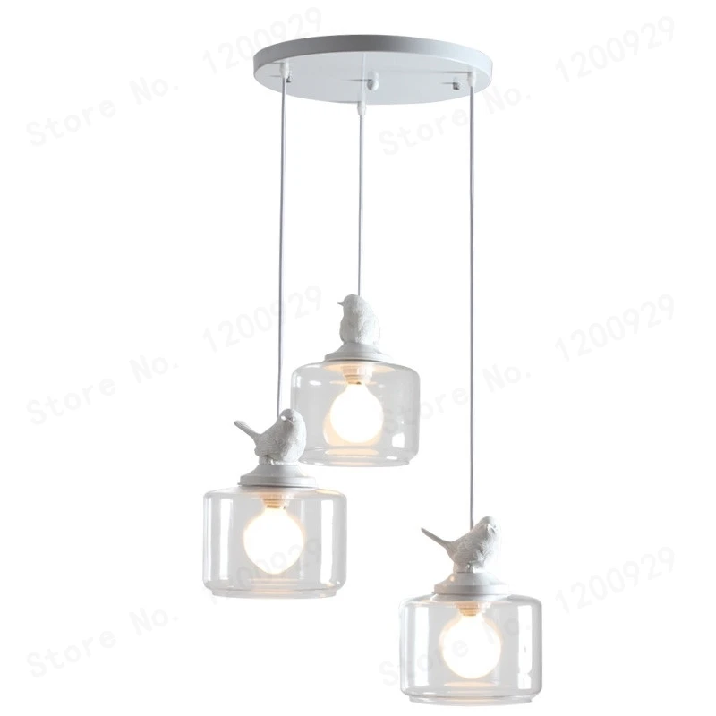 Скандинавский подвесной светильник в виде птицы с 1 головкой стеклянный простой