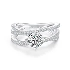Женское кольцо из серебра 2021 пробы с муассанитом, 925 мм