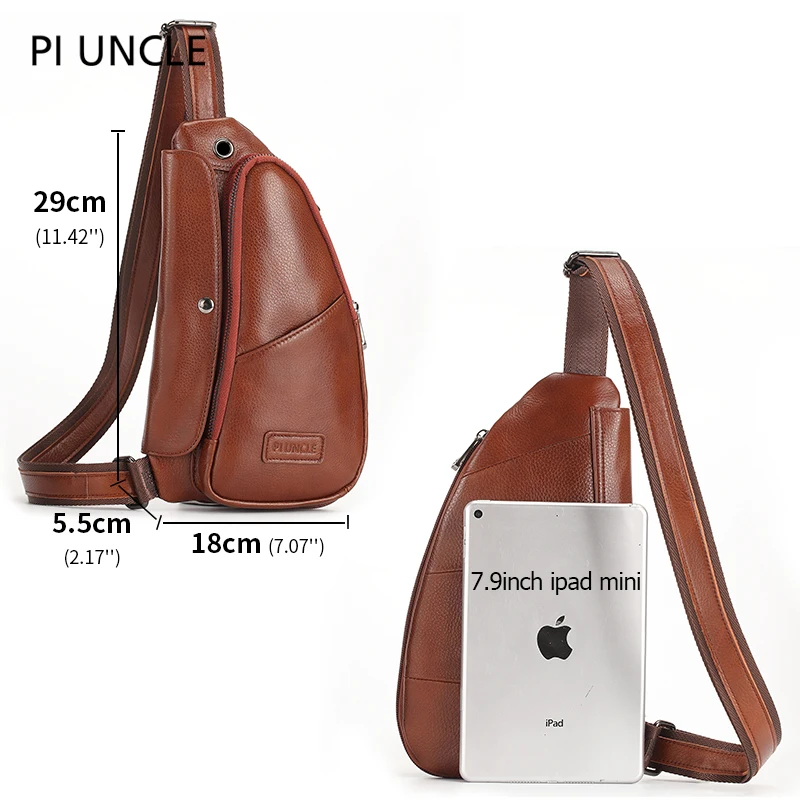 Повседневная модная дорожная Маленькая мужская нагрудная сумка из коровьей кожи