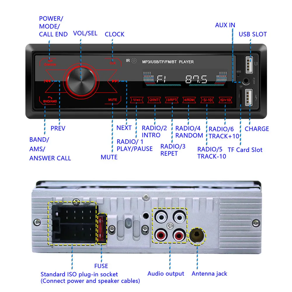 Автомагнитола LeeKooLuu 1DIN сенсорный экран 12 В USB FM MP3 плеер|Автомобильные