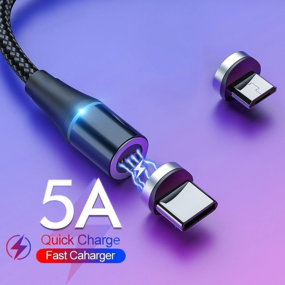 Магнитный кабель для быстрой зарядки Micro Usb Type C 5 А 1 м 2 м|Кабели мобильных