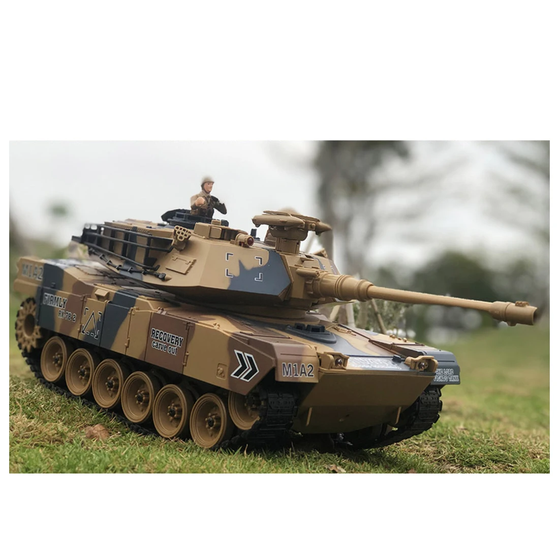 Лцф 1:18 2 4G американский M1A2 модель военного танка RC Battle Tank игрушка с Звук дыма