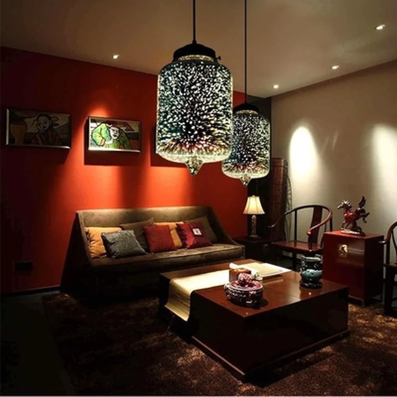 Современная 3D красочная подвесная стеклянная лампа в скандинавском стиле со