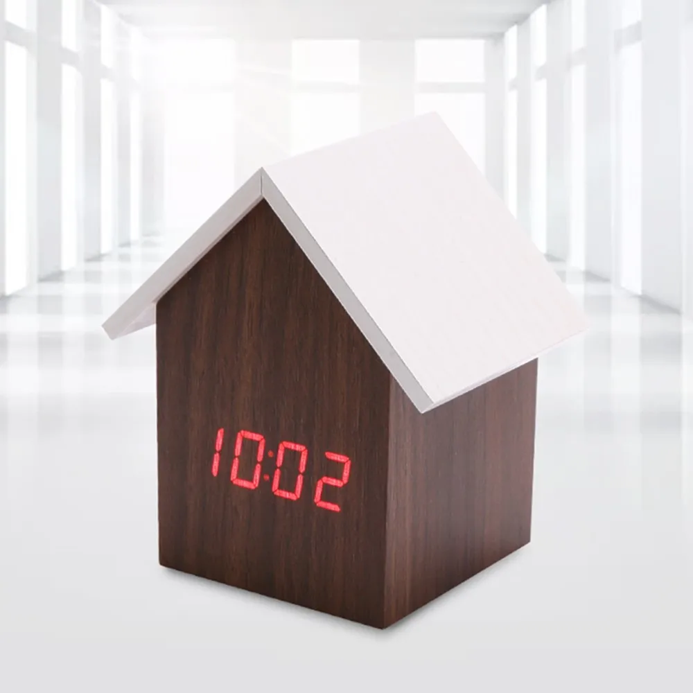 100% бамбук деревянный светодиодный Будильник цифровой Повтор Настольные часы