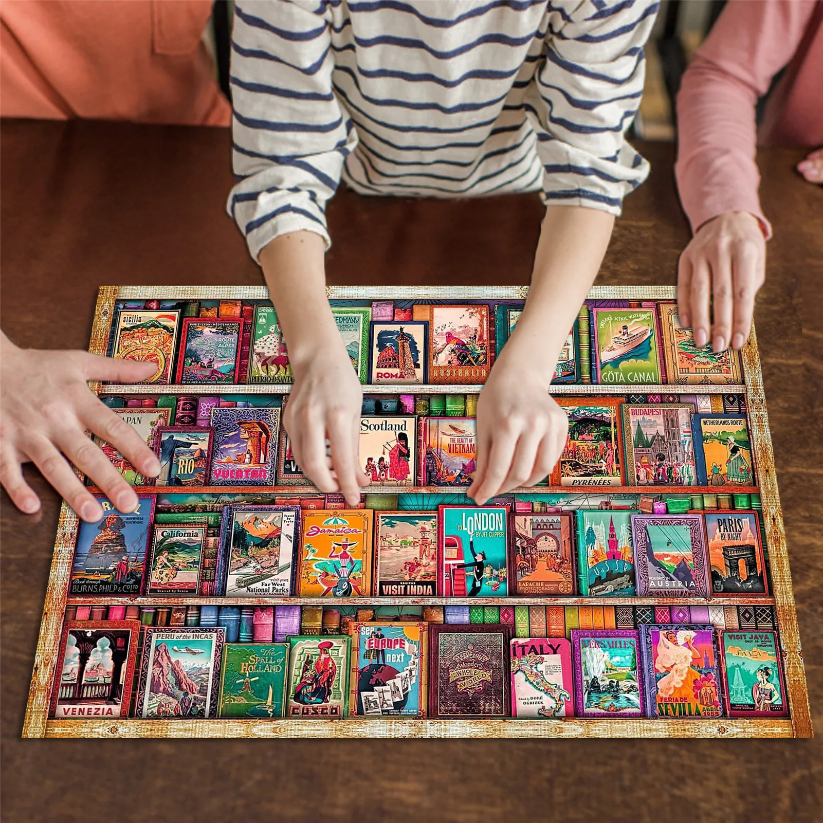 

1000pcs Wooden Puzzle Jigsaws Kids Toy Cartoon Map Wood Jigsaw Puzzles Child Early Educational Learning Toys 35x25cm