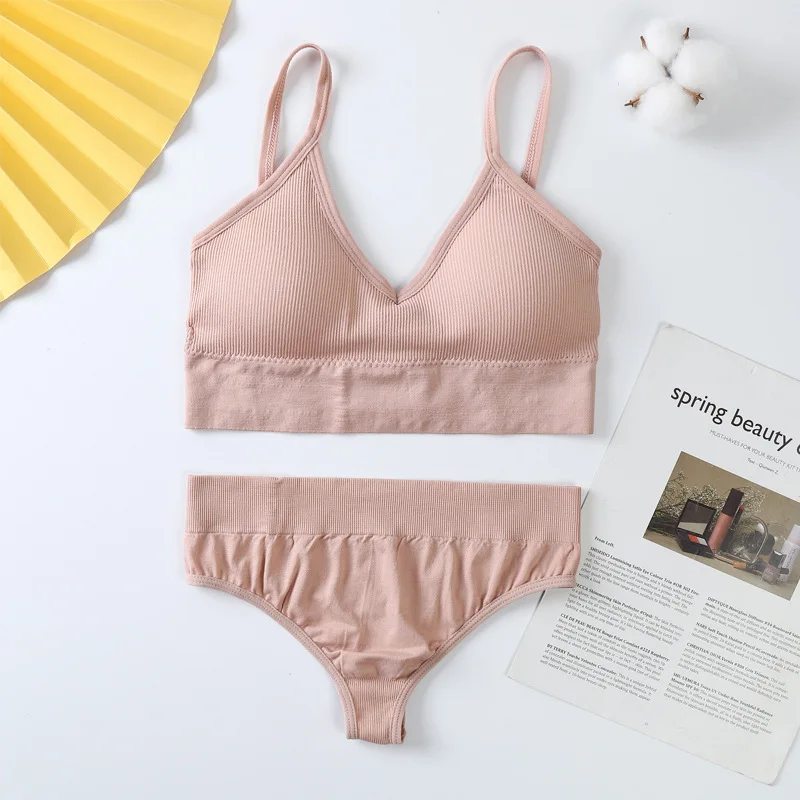 

Bra Set Women Underwear Sets Unwired Bra Gather Bra Female Sports Underwear Two-piece Suit Womens Cotton Panties Yoga Top Bra
