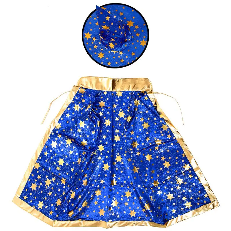

Halloween Costumes Witch Wizard Cloak with Hat for Kids Boys Girls Blue
