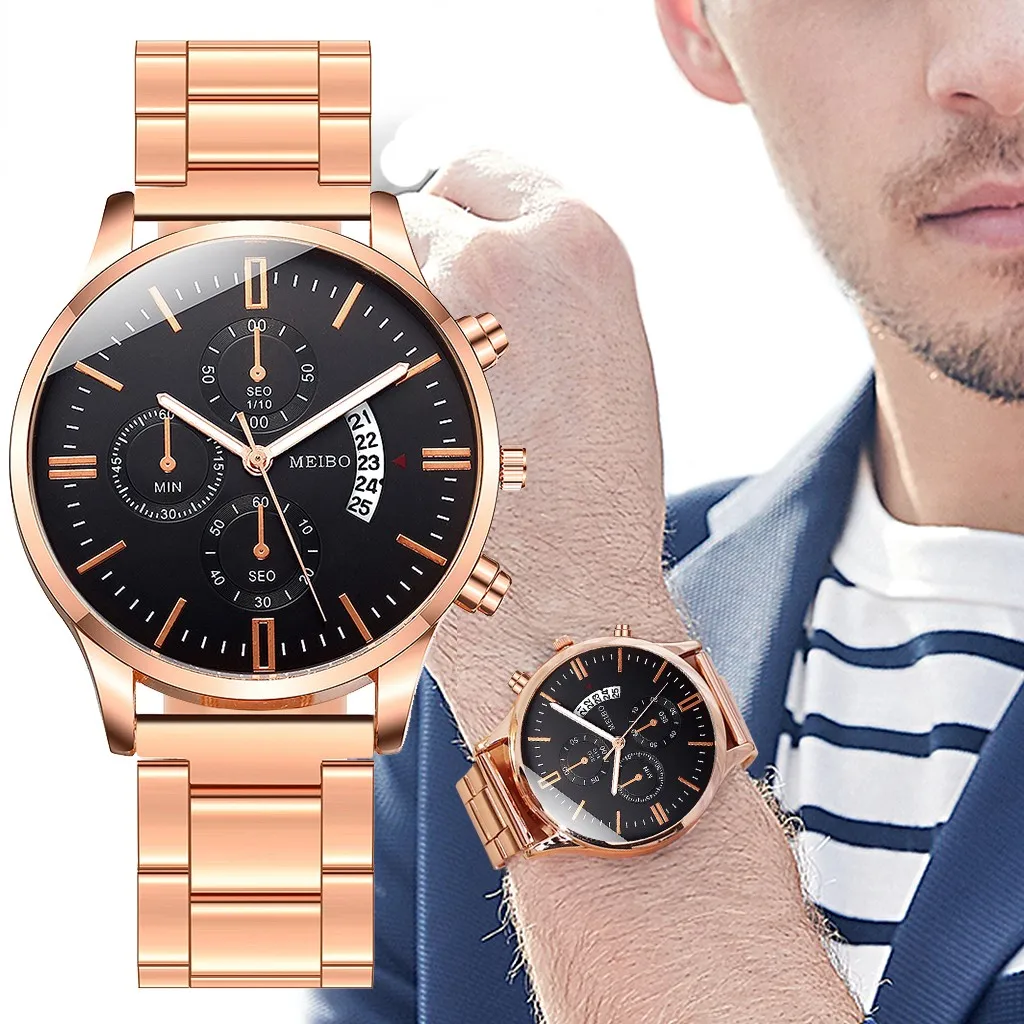 Минималистичный мужской Смотреть Простой циферблат Календарь Нержавеющая сталь