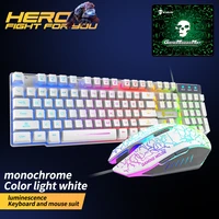 t6 mechanical gaming keyboard mouse mouse pad set usb wired led rgb backlight 2400dpi 3 in 1 set kit computer gaming accessories