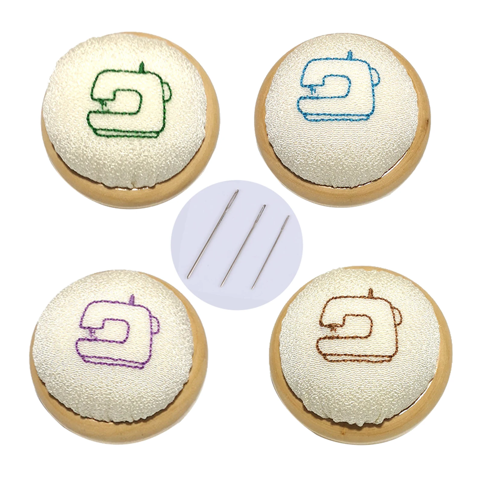 

Pin Cushion Wooden Base Round Needle Pincushions Pin Holders for Sewing, Cross Stitch, Embroidery, Quilting, Needlework, etc.