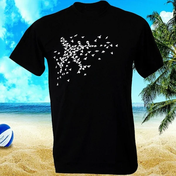 

My Style- Bird Airplain Design Graphic Freedom Man Cool T-shirt Summer Hot Sale Comfortable Round Neck Design Cotton Tops Black