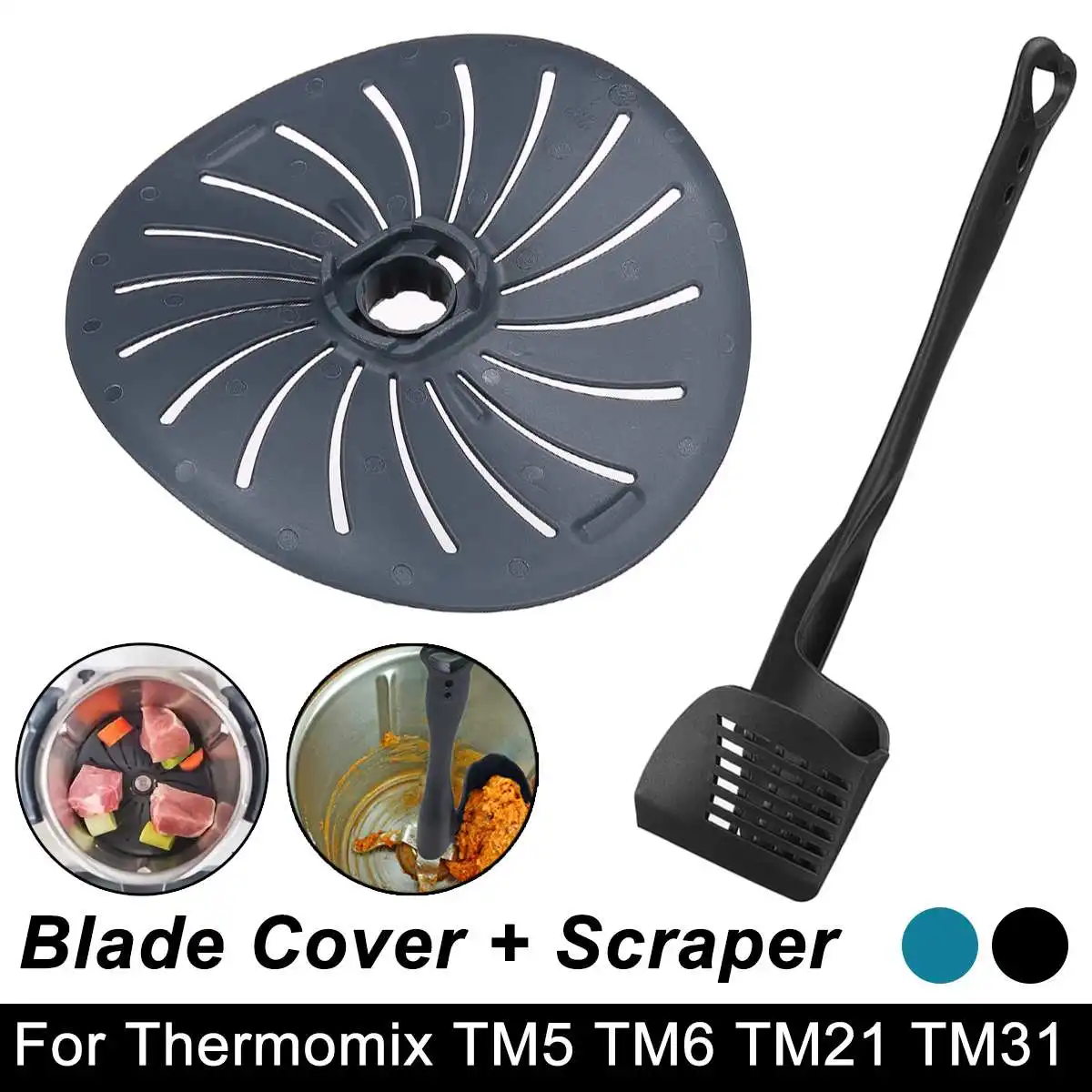 

1pcs Blade Cover + Scraper Kitchen Machine Blender With Rotary Spatula Knife Cover For Thermomix TM31 TM6 TM5 Kitchen Accessorie