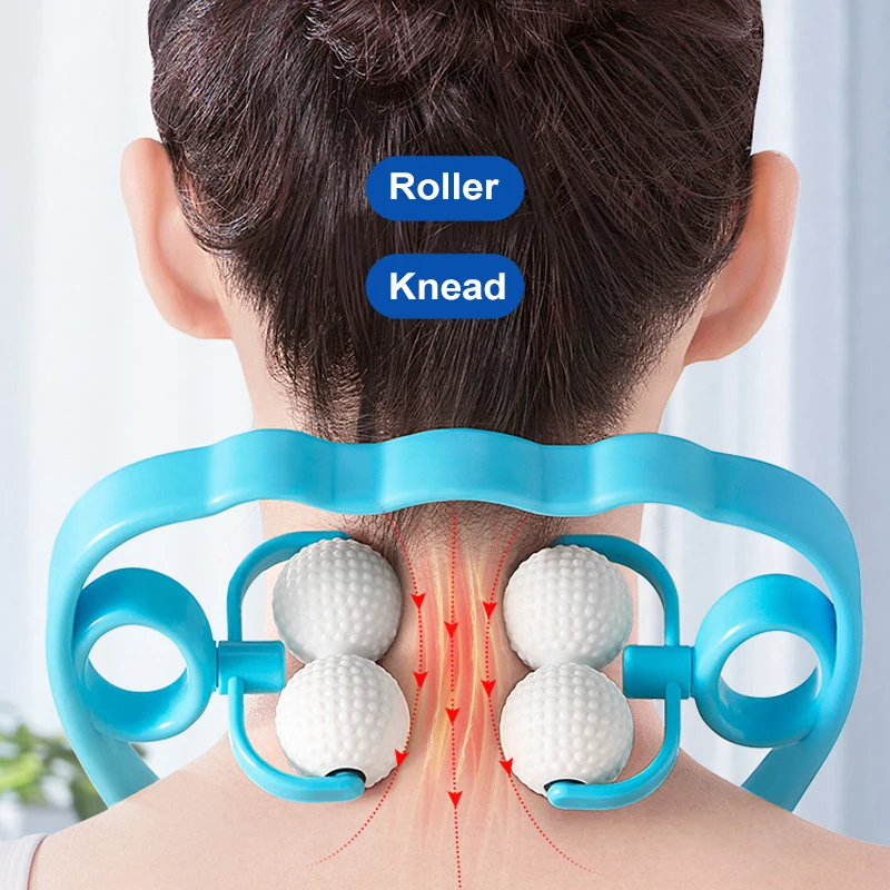 

Upgraded 4 Ball Roller Massager Neck Clamp Roller Body Massage Rollers Pressure Point Therapy Cervical Spine Massage Artifact