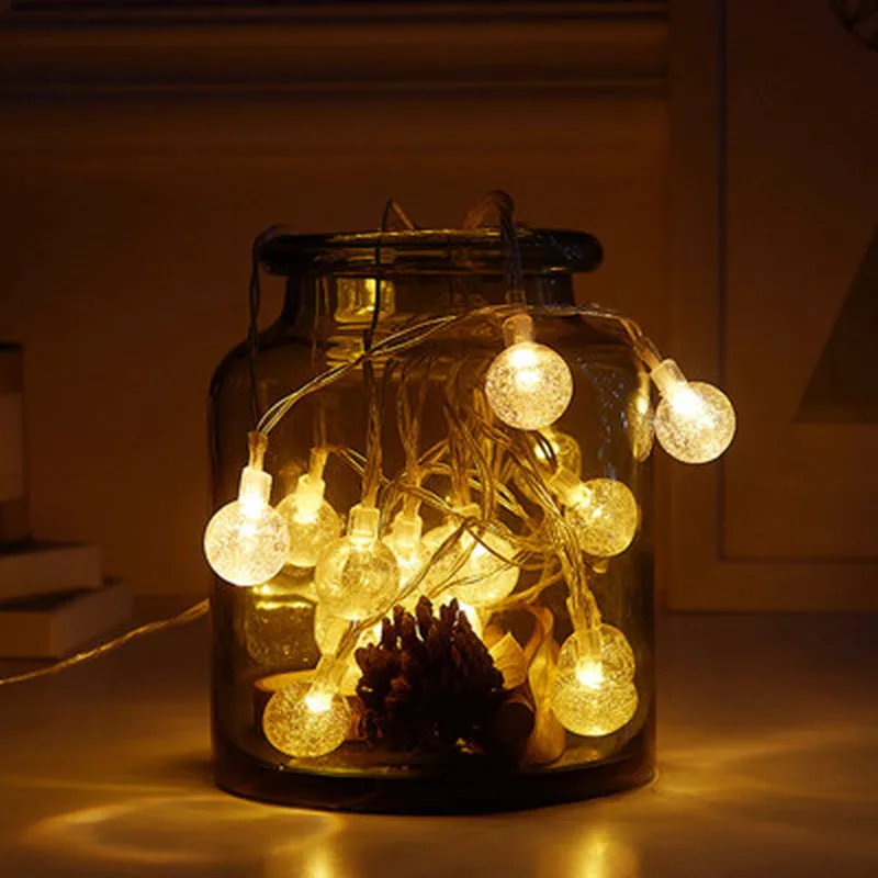 Светодиодный хрустальный шар светильник теплая белая Гирлянда батарея