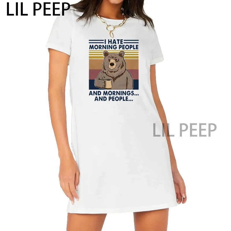 Лидер продаж Женский Повседневный Топ I Hate Morning People Kawaii Panda Graphic летняя рубашка