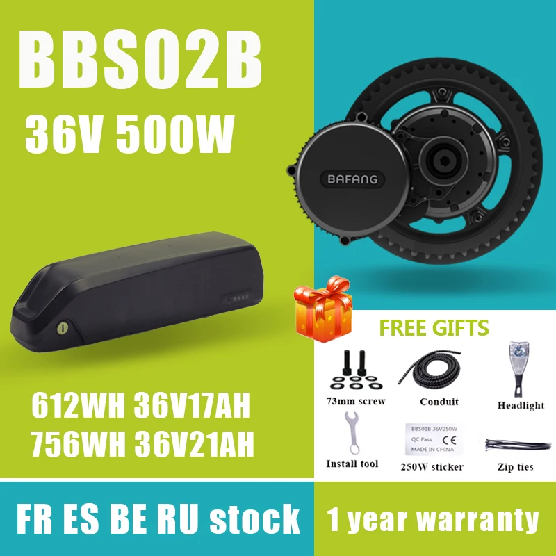 

Bafang BBS02B BBS02 36V 500W Mid Drive Motor 8fun Electric Bicycle Conversion Kit With 36V17AH 21AH 18650 Cells Lithium Battery