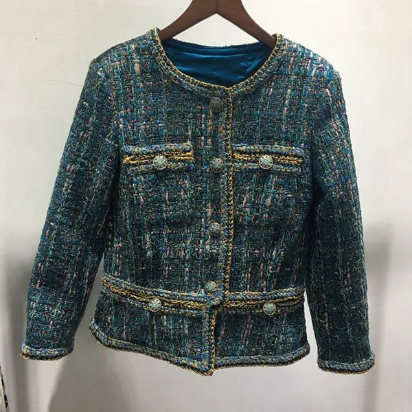 Coat Женские дизайнерские клетчатые куртки высокого качества Осень/Зима OL элегантное твидовое пальто A766 - Цвет: Coat