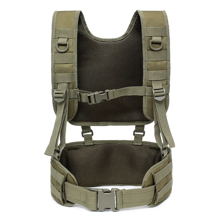 Тактический Жилет MOLLE 1000D нейлоновый жилет ремень боевой армейский боевой пояс Куммер для мужчин с плечевым ремнем боевой пояс - Цвет: Зеленый цвет