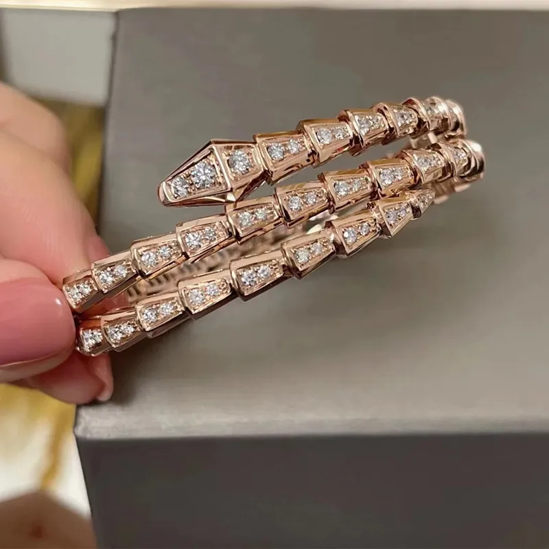 

2021 Trend 100% S925 Sterling Silver Women's BV Bracelet Spirit Snake Design Inlaid Zircon Luxury Jewelry