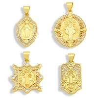 big copper saint benedict medal pendant for necklaces cz gold plated medalla milagrosa components for jewelry making pdta559