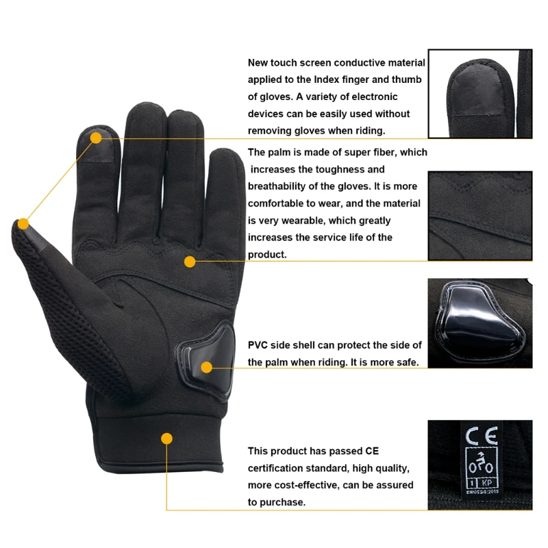 

Racing Motorcycle ATV Riding Protect Armored Leather Gloves Full Finger L/XL/2XL